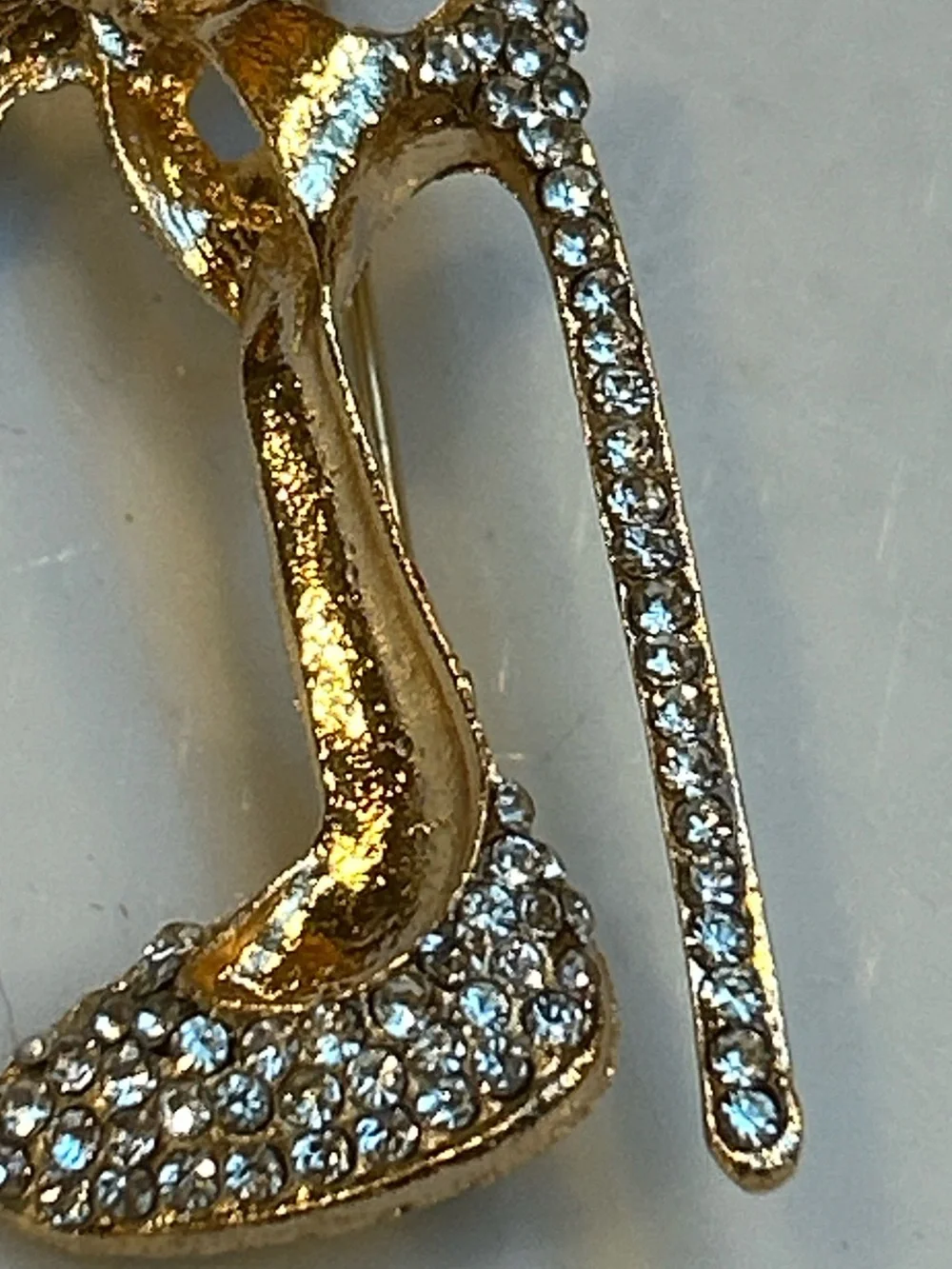 Gold Crystal High Heel Shoe Brooch - Women Jewelry